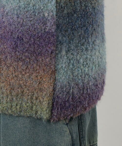 Purple&Yellow / パープルアンドイエロー ニット・セーター | グラデーションブークレプルオーバー | 詳細21