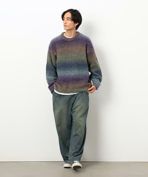 Purple&Yellow / パープルアンドイエロー ニット・セーター | グラデーションブークレプルオーバー | 詳細7