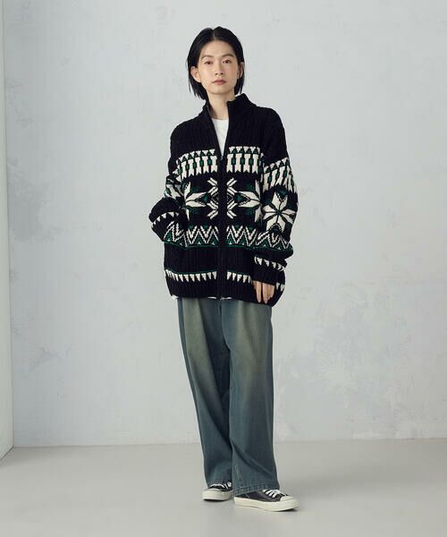 Purple&Yellow / パープルアンドイエロー ニット・セーター | 雪柄 ドライバーズニット | 詳細13