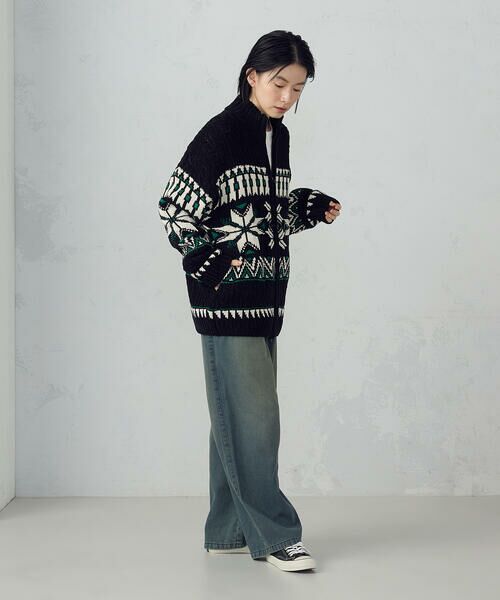 Purple&Yellow / パープルアンドイエロー ニット・セーター | 雪柄 ドライバーズニット | 詳細15