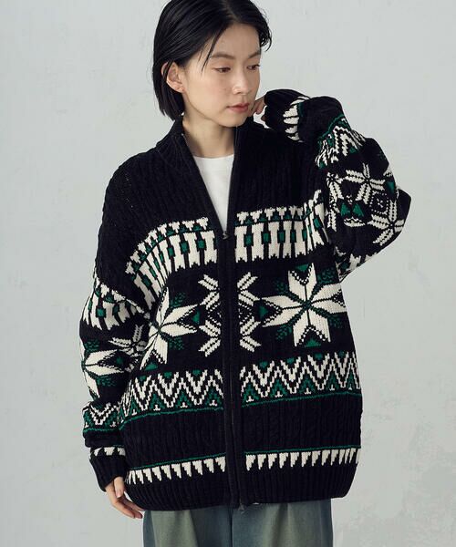 Purple&Yellow / パープルアンドイエロー ニット・セーター | 雪柄 ドライバーズニット | 詳細16