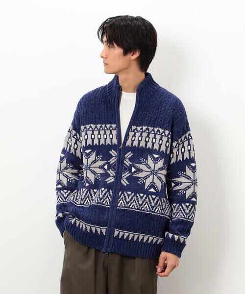 Purple&Yellow / パープルアンドイエロー ニット・セーター | 雪柄 ドライバーズニット | 詳細30