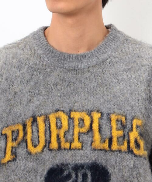 Purple&Yellow / パープルアンドイエロー ニット・セーター | 起毛 カレッジロゴ プルオーバー | 詳細14