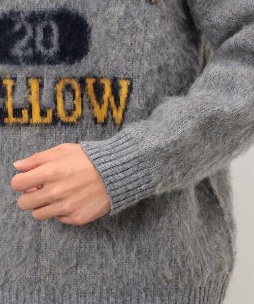 Purple&Yellow / パープルアンドイエロー ニット・セーター | 起毛 カレッジロゴ プルオーバー | 詳細15