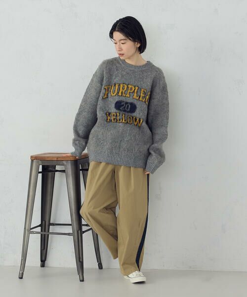 Purple&Yellow / パープルアンドイエロー ニット・セーター | 起毛 カレッジロゴ プルオーバー | 詳細7