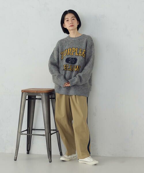 Purple&Yellow / パープルアンドイエロー ニット・セーター | 起毛 カレッジロゴ プルオーバー | 詳細8