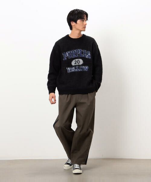 Purple&Yellow / パープルアンドイエロー ニット・セーター | 起毛 カレッジロゴ プルオーバー | 詳細18