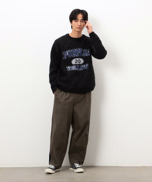 Purple&Yellow / パープルアンドイエロー ニット・セーター | 起毛 カレッジロゴ プルオーバー | 詳細22