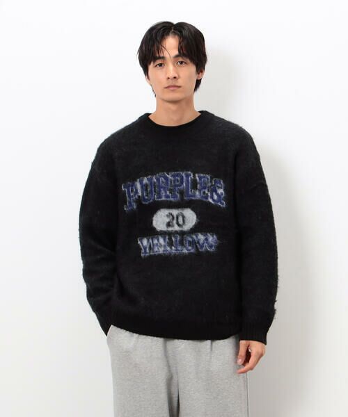 Purple&Yellow / パープルアンドイエロー ニット・セーター | 起毛 カレッジロゴ プルオーバー | 詳細24