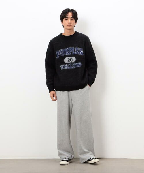 Purple&Yellow / パープルアンドイエロー ニット・セーター | 起毛 カレッジロゴ プルオーバー | 詳細15