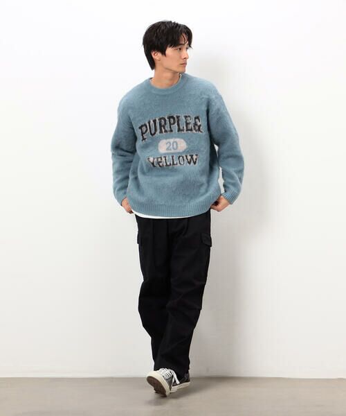 Purple&Yellow / パープルアンドイエロー ニット・セーター | 起毛 カレッジロゴ プルオーバー | 詳細23
