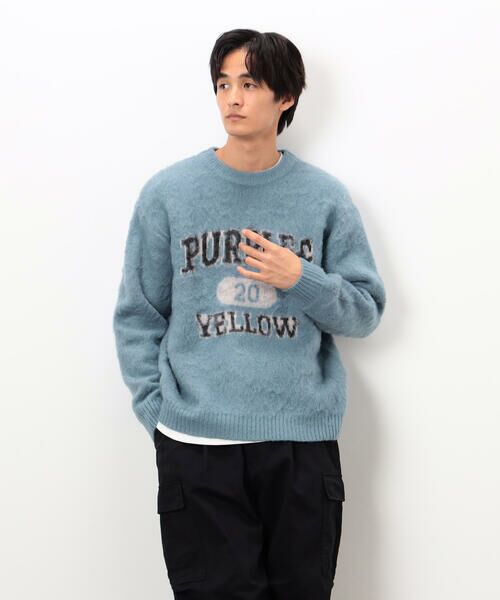 Purple&Yellow / パープルアンドイエロー ニット・セーター | 起毛 カレッジロゴ プルオーバー | 詳細25