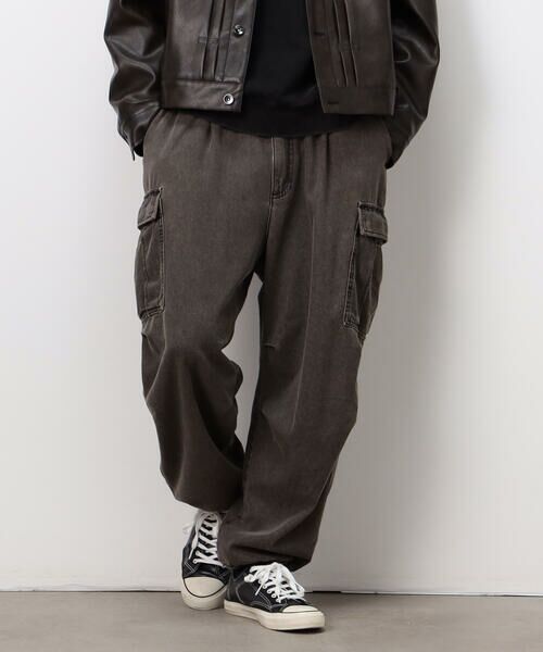 Purple&Yellow / パープルアンドイエロー デニムパンツ | デニムワイドカーゴパンツ（チャコールグレー）