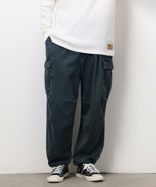 Purple&Yellow / パープルアンドイエロー デニムパンツ | デニムワイドカーゴパンツ（インディゴ）