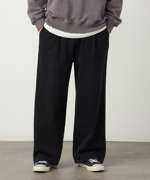 Purple&Yellow / パープルアンドイエロー その他パンツ | フロスト裏毛ワイドパンツ（ブラック）