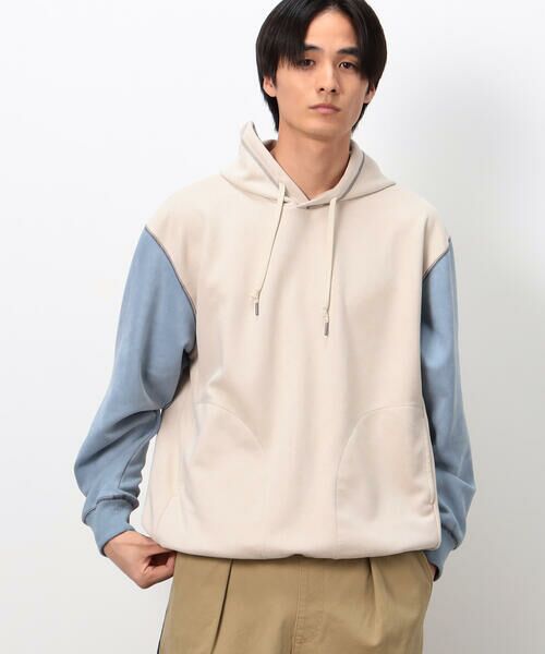 Purple&Yellow / パープルアンドイエロー パーカー | スエードタッチダンボール プルパーカ（オートミール）