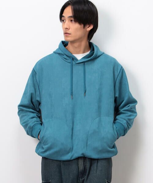 Purple&Yellow / パープルアンドイエロー パーカー | スエードタッチダンボール プルパーカ（ターコイズ）