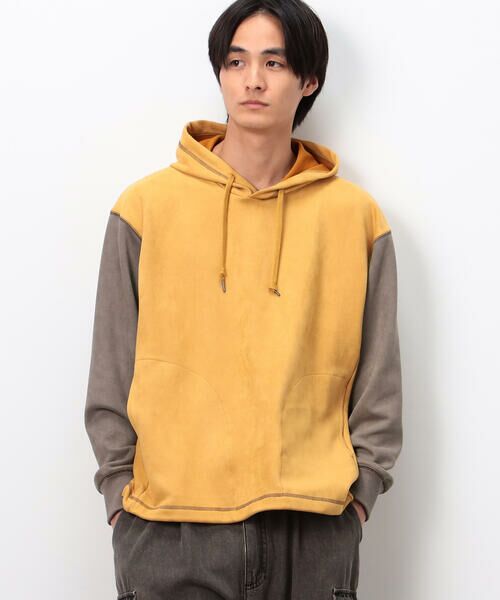 Purple&Yellow / パープルアンドイエロー パーカー | スエードタッチダンボール プルパーカ（マスタード）
