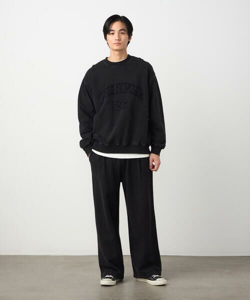 Purple&Yellow / パープルアンドイエロー カットソー | フロストアップリケ裏毛プルオーバー | 詳細1