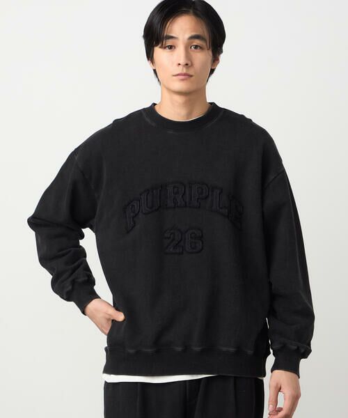 Purple&Yellow / パープルアンドイエロー カットソー | フロストアップリケ裏毛プルオーバー | 詳細3