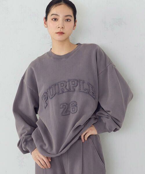 Purple&Yellow / パープルアンドイエロー カットソー | フロストアップリケ裏毛プルオーバー | 詳細12
