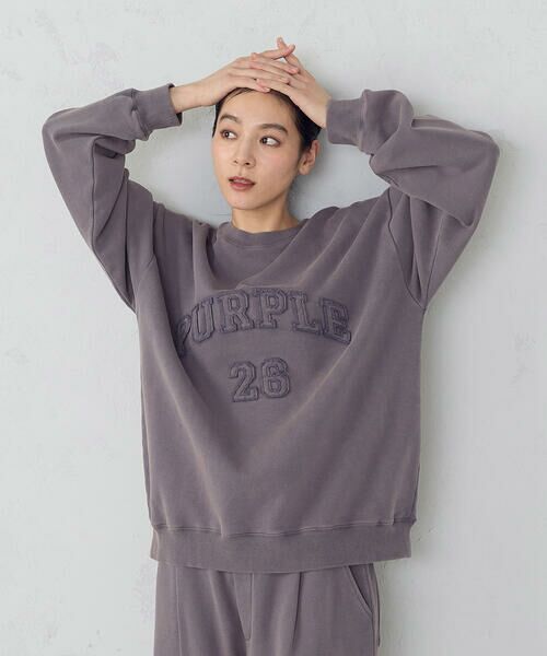 Purple&Yellow / パープルアンドイエロー カットソー | フロストアップリケ裏毛プルオーバー | 詳細13