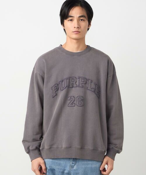 Purple&Yellow / パープルアンドイエロー カットソー | フロストアップリケ裏毛プルオーバー | 詳細14