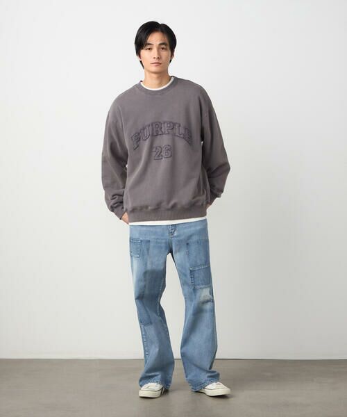 Purple&Yellow / パープルアンドイエロー カットソー | フロストアップリケ裏毛プルオーバー | 詳細5