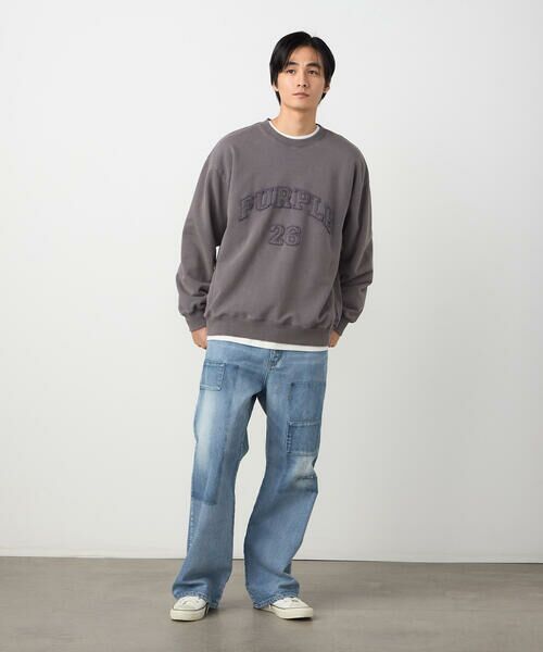 Purple&Yellow / パープルアンドイエロー カットソー | フロストアップリケ裏毛プルオーバー | 詳細6