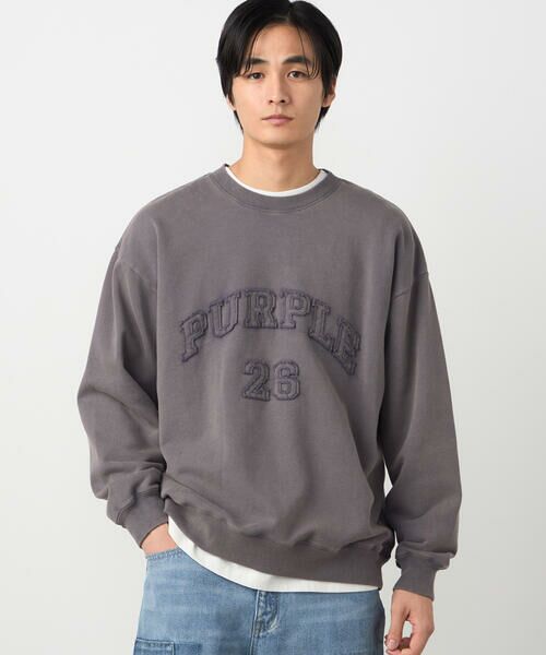 Purple&Yellow / パープルアンドイエロー カットソー | フロストアップリケ裏毛プルオーバー | 詳細8