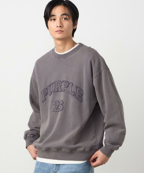 Purple&Yellow / パープルアンドイエロー カットソー | フロストアップリケ裏毛プルオーバー | 詳細9