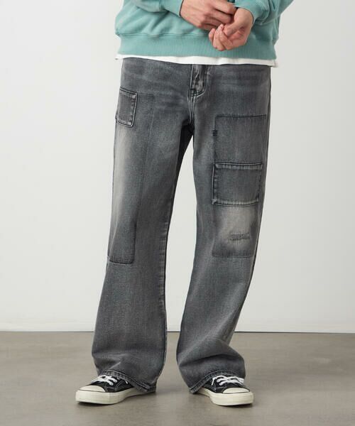 Purple&Yellow / パープルアンドイエロー デニムパンツ | リメイク風加工 デニムパンツ（ブラック）