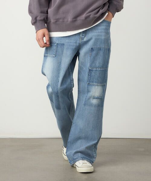 Purple&Yellow / パープルアンドイエロー デニムパンツ | リメイク風加工 デニムパンツ（ケミカルウォッシュ）