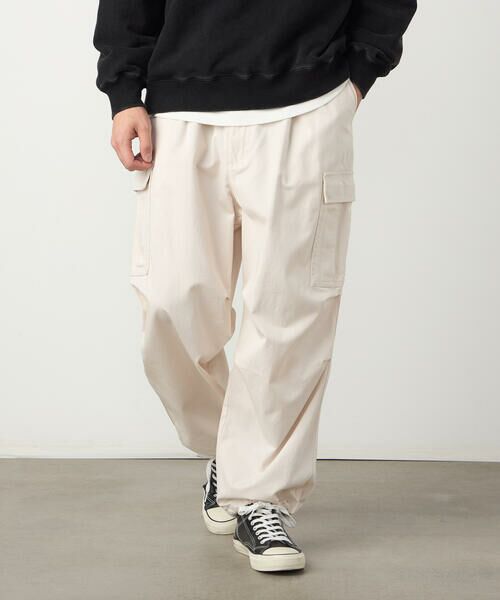 Purple&Yellow / パープルアンドイエロー その他パンツ | ツイルワイドカーゴパンツ（アイボリー）