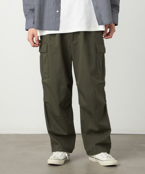 Purple&Yellow / パープルアンドイエロー その他パンツ | ツイルワイドカーゴパンツ（カーキ）