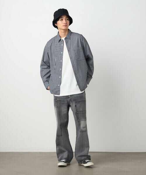 Purple&Yellow / パープルアンドイエロー シャツ・ブラウス | バック刺繍 ストライプシャツ | 詳細1