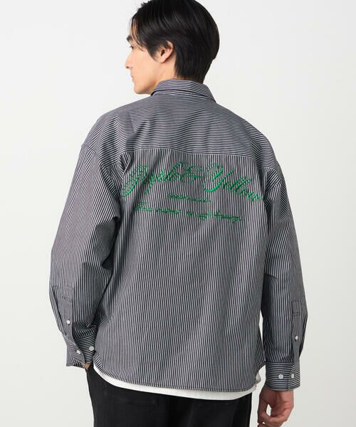 Purple&Yellow / パープルアンドイエロー シャツ・ブラウス | バック刺繍 ストライプシャツ | 詳細7