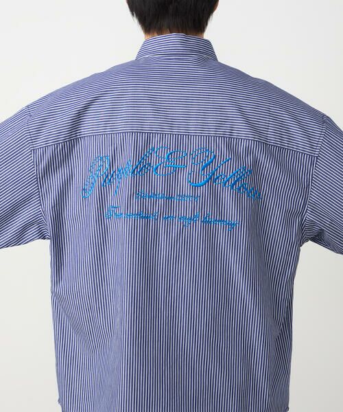 Purple&Yellow / パープルアンドイエロー シャツ・ブラウス | バック刺繍 ストライプシャツ | 詳細17