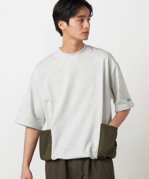 Purple&Yellow / パープルアンドイエロー カットソー | 布帛 ポケットプルオーバー（オートミール）