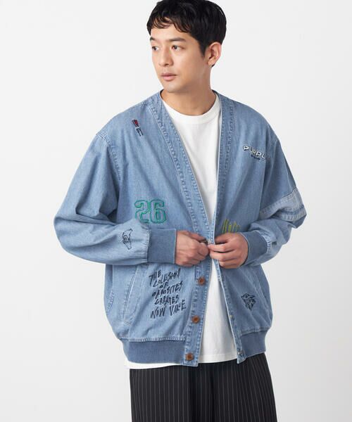 Purple&Yellow / パープルアンドイエロー その他アウター | ライトオンスデニム 刺繍カーディガン | 詳細3