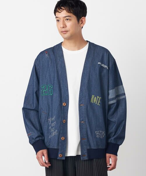 Purple&Yellow / パープルアンドイエロー その他アウター | ライトオンスデニム 刺繍カーディガン（ワンウォッシュ）