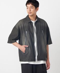 Purple&Yellow / パープルアンドイエロー Gジャン・デニムジャケット | ライトオンスデニム ジップポケット 半袖ブルゾン