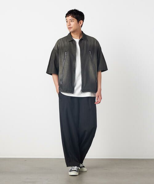 Purple&Yellow / パープルアンドイエロー Gジャン・デニムジャケット | ライトオンスデニム ジップポケット 半袖ブルゾン | 詳細1