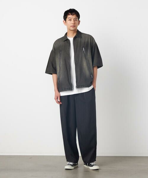 Purple&Yellow / パープルアンドイエロー Gジャン・デニムジャケット | ライトオンスデニム ジップポケット 半袖ブルゾン | 詳細2