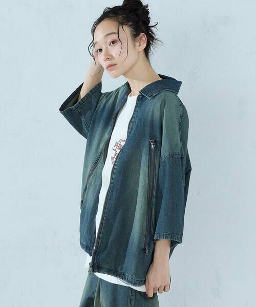 Purple&Yellow / パープルアンドイエロー Gジャン・デニムジャケット | ライトオンスデニム ジップポケット 半袖ブルゾン | 詳細13