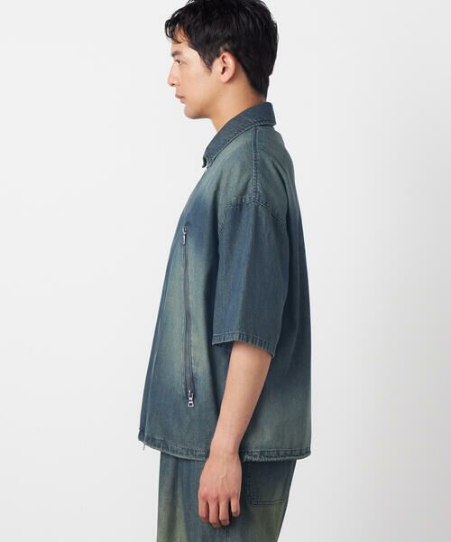 Purple&Yellow / パープルアンドイエロー Gジャン・デニムジャケット | ライトオンスデニム ジップポケット 半袖ブルゾン | 詳細15