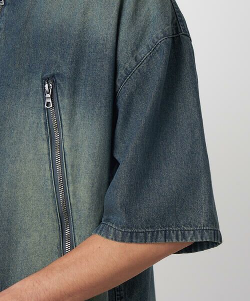 Purple&Yellow / パープルアンドイエロー Gジャン・デニムジャケット | ライトオンスデニム ジップポケット 半袖ブルゾン | 詳細18