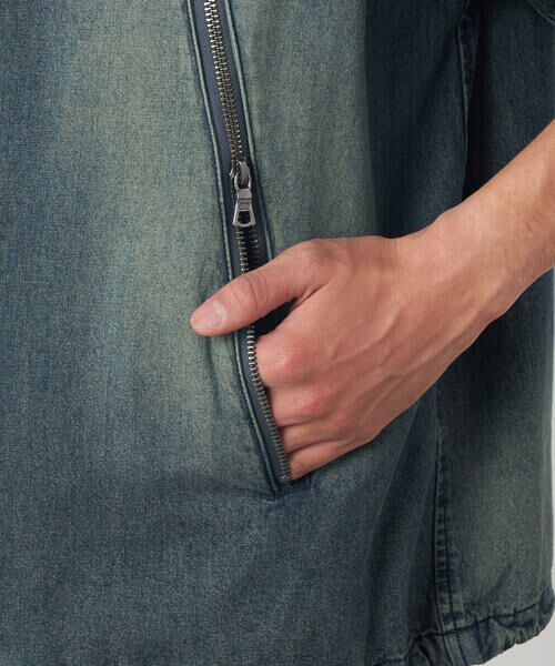 Purple&Yellow / パープルアンドイエロー Gジャン・デニムジャケット | ライトオンスデニム ジップポケット 半袖ブルゾン | 詳細19