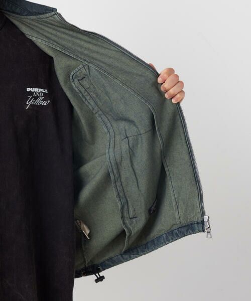 Purple&Yellow / パープルアンドイエロー Gジャン・デニムジャケット | ライトオンスデニム ジップポケット 半袖ブルゾン | 詳細23