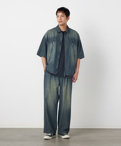 Purple&Yellow / パープルアンドイエロー Gジャン・デニムジャケット | ライトオンスデニム ジップポケット 半袖ブルゾン | 詳細4